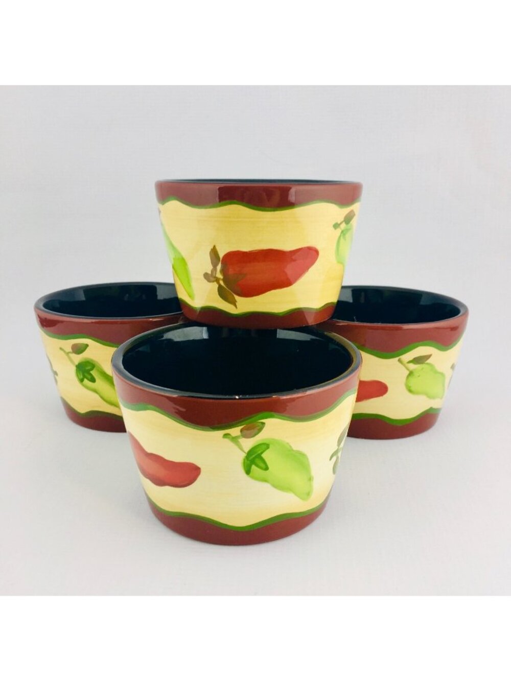 THE MAIN INGREDIENTS Southwestern Chili Peppers Stoneware Soup Salad Bowl Set 4